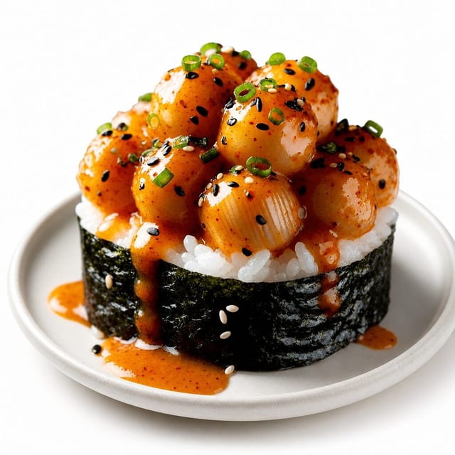 Spicy Bay Scallop Nigiri.