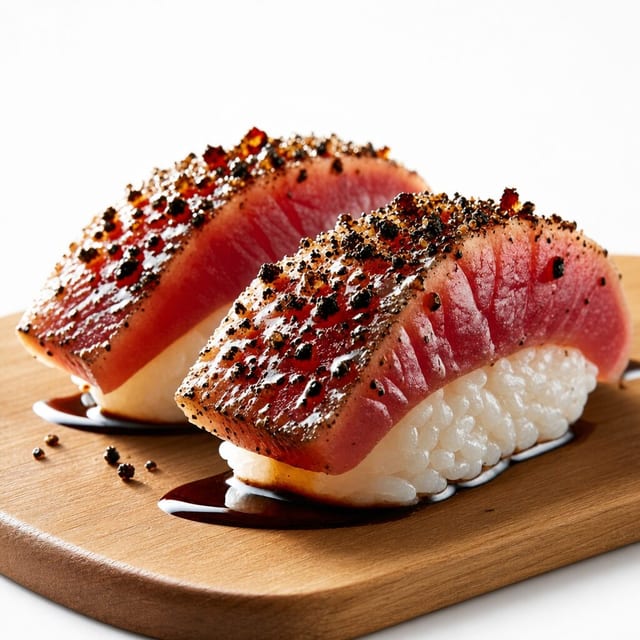 Seared Peppered Tuna Nigiri.